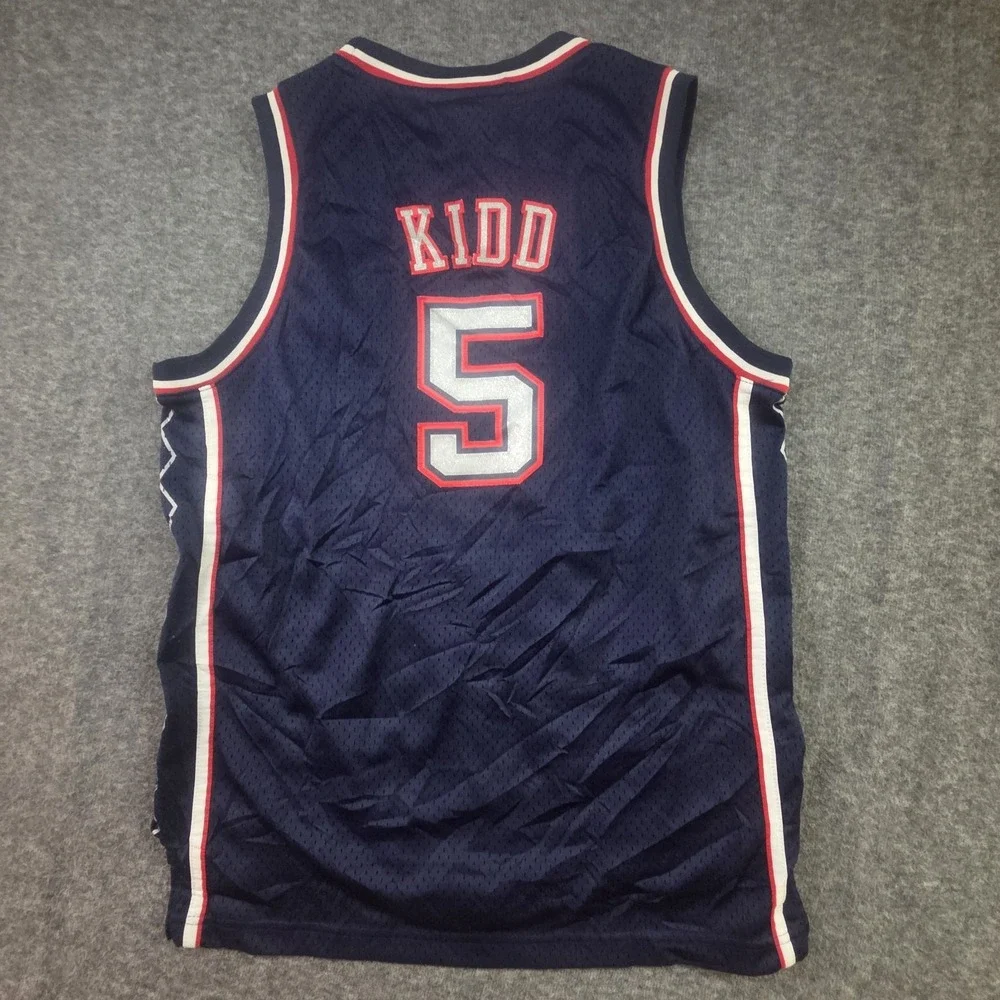 Vintage Jason Kidd New Jersey Nets Jersey Youth XL Reebok NBA Basketball Navy